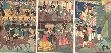 Vue des distractions des étrangers à Yokohama.