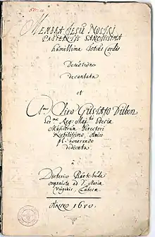 manuscrit : page de titre des Membra Jesu nostri