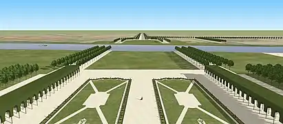 Restitution du paysage depuis le Belvédère du château de Maisons au XVIIIe siècle.