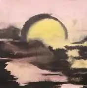 Clarté lunaire, Huile sur papier d'art