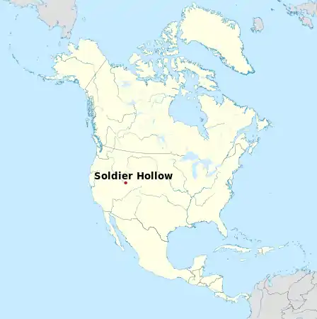 Carte de l'Amérique du Nord avec le lieu de compétition