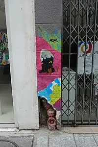 Graffiti de Calimero à Saint-Germain-des-Prés