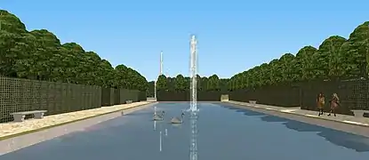 Schéma du canal de l'Ombre, près de l'Ovale, jardins bas de Meudon, vers 1700.