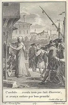 Candide, dessin de Moreau le Jeune, gravure de Deligon