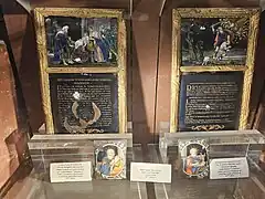 Canons d'autel, XVIIe, et deux insignes de confrérie du XVIIIe.