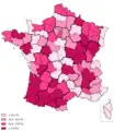 Résultat par département de François Mitterrand au 1er tour de l'élection présidentielle de 1981.