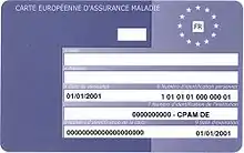 Photo de la carte européenne d'assurance maladie.