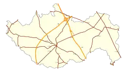 Carte présentant le réseau des routes départementales et des autoroutes d’Essarts-en-Bocage