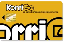 Carte 1re version de la carte KorriGo utilisée avant 2016.