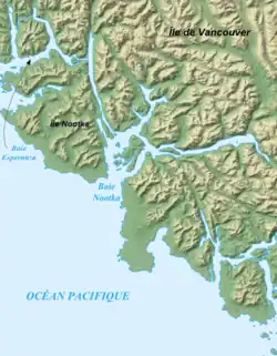 Carte de la baie de Nookta.