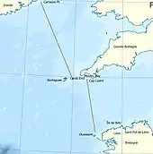 carte représentant la zone maritime entre l'Irlande, la Grande-Bretagne et le Léon au nord ouest de la Bretagne