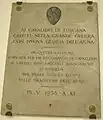 Plaque aux Chevaliers de Toscane tombés pendant la Grande Guerre, 1933