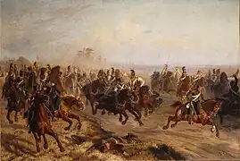 combat de cavalerie à Polotsk, peinture de Philippe Tchirko, 1890.
