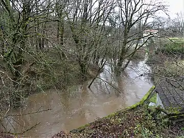 Le Cern en crue au pont de la RD 704 (janvier 2018).