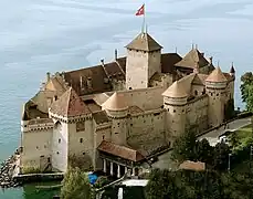 Le château de Chillon au bord du Léman, Vaud.
