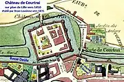 Château de Courtrai sur plan Brun-Lavainne
