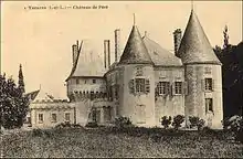 Ancienne carte postale du château de Pairé, façade Sud