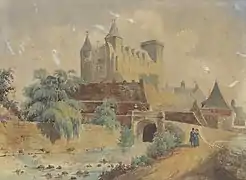 Toile en couleur d'un château.