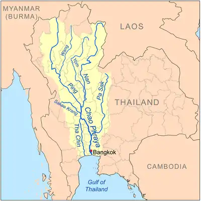 carte en couleur avec détails sur le cours du fleuve, les affluents, etc.