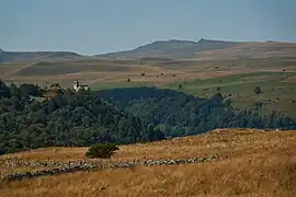 Vue depuis le Cézallier : Vallée de la Santoire, plateau du Limon et Monts du Cantal.