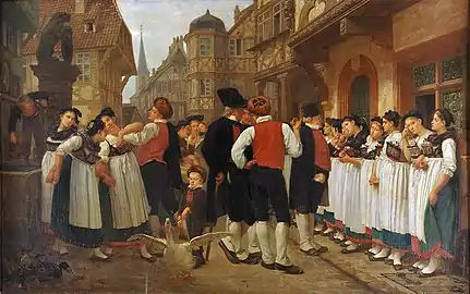 Tableau La Foire aux servantes, Charles-François Marchal, 1864
