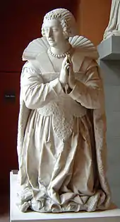 Statue orante (1629) par Simon Guillain, exécutée pour le monument funéraire de Charlotte-Catherine de La Trémoille au couvent de l'Ave-Maria, aujourd'hui au Louvre.