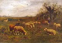 Moutons et bergère, œuvre non sourcée.[réf. nécessaire]