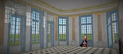 Restitution de l'intérieur du Salon du Trianon du château de Saint-Cloud, vers 1680.