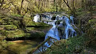 La cascade amont sur l'Audeux.