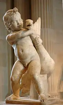 Enfant à l'oie. Copie romaine d'époque impériale, Ier – IIe siècle de notre ère, d'un original grec du IIe siècle AEC. Louvre