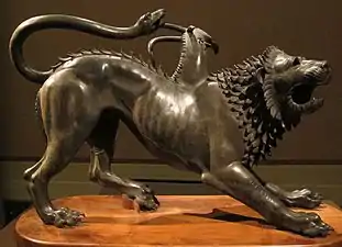 Chimère d'Arezzo, 78,5 × 129 cm, 400-380 av. J.-C., fonte à la cire perdue, bronze, Museo Archeologico (Florence, Italie)