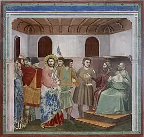 Le Christ devant Caïphe, par Giotto, fresque de l'église de l'Arena de Padoue