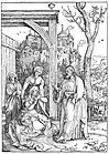 Albrecht Dürer, gravure sur bois, 29,5 × 21,1 cm, de la série sur la Vie de la Vierge (v. 1507).