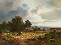 Weite Landschaft mit Schafherde