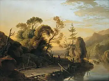 Paysage avec un barrage à billettes, 1744, Brunswick, musée Herzog Anton Ulrich.