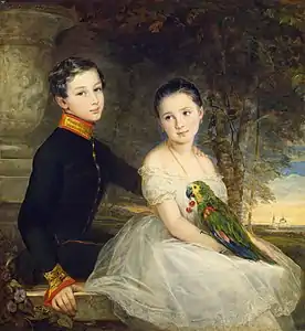 Enfants avec un perroquet, 1850, Musée de l'Ermitage, Saint-Pétersbourg.