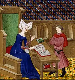Christine de Pisan et son fils.