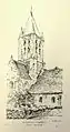 Clocher, vue depuis le nord-ouest avant 1910.