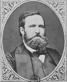 Portrait en médaillon d'un homme portant une barbe.