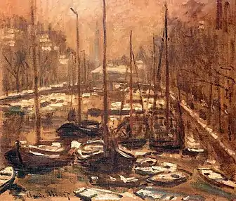 Claude Monet. La Geldersekade à Amsterdam, en hiver, 1871-1874.