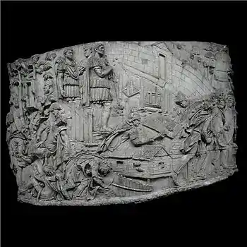 Les Daces sont vaincus, sac d'un village.