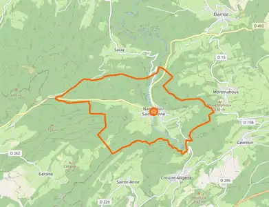 Carte représentant les limites territoriales d'une commune.