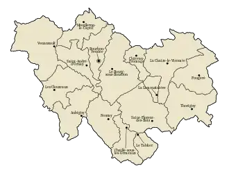 Les communes du canton de Bourbon-Vendée, en 1824.