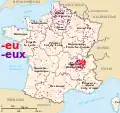 Terminaisons en -eu(x), au nord, elles ne sont pas issues de -acum.