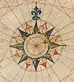 Rose des vents sur la carte de Pedro Reinel, 1504-1505.
