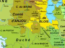 carte représentant les limites de comtés au Moyen Âge et la position d'une commune par rapport à ces limites