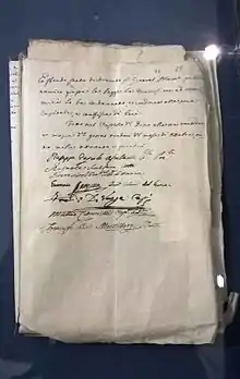 Copie originale de l'acte de condamnation à mort de Joachim Murat conservé aux Archives d'État de Naples.