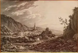 Vue de Digne prise des abords de Notre Dame du bourg : tableau réalisé vers 1800, visible au Musée Gassendi.