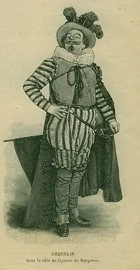 Coquelin aîné lors de la première de Cyrano (L'Illustration du 8 janvier 1898).