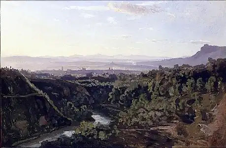 Corot, Papigno, rives escarpées et boisées (1826).